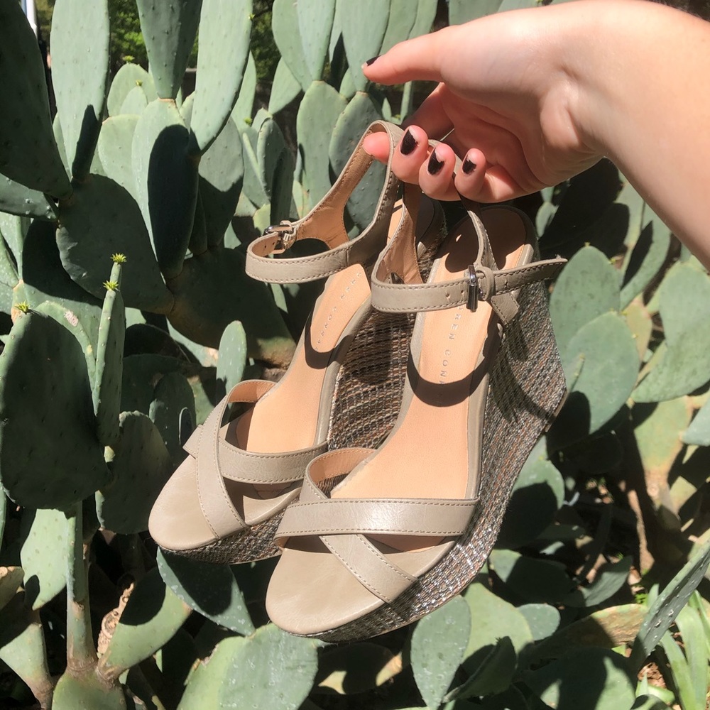 Lauren Conrad Metallic Woven Wedge Heels